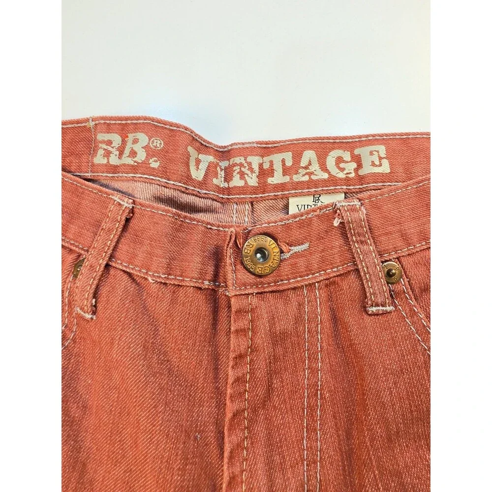 Vintage Royal Blue Jeans Mens 36x34 Red Straight Fit Denim Hiphop 90s Y2K